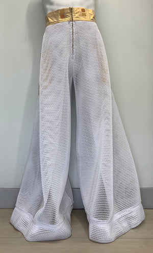 WHITE MESH METALLIC GOLD POCKETS WAIST Pants