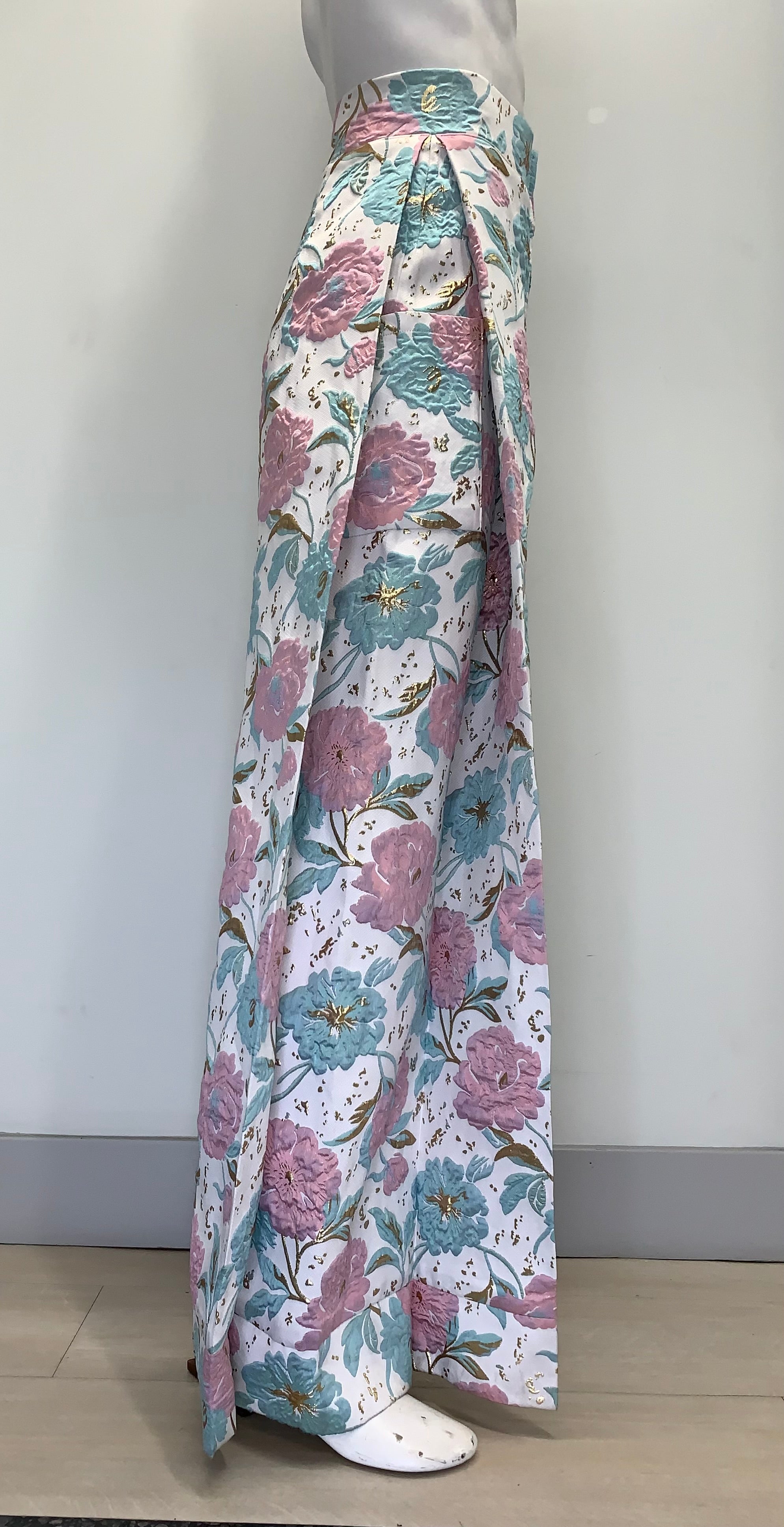 PINK AND MINT GREEN BROCADE Pants