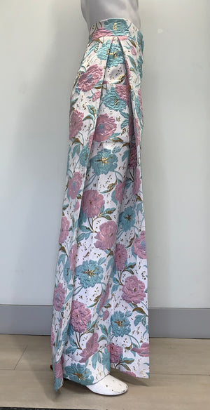 PINK AND MINT GREEN BROCADE Pants