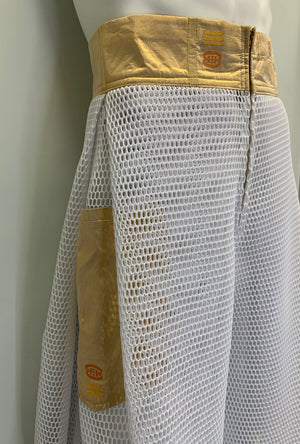 WHITE MESH METALLIC GOLD POCKETS WAIST Pants