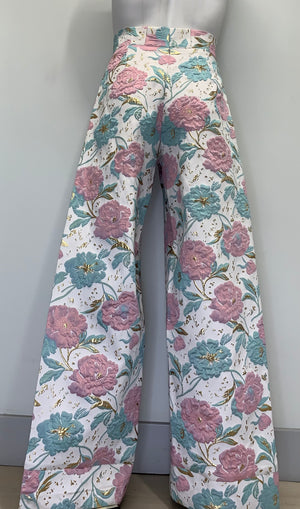 PINK AND MINT GREEN BROCADE Pants
