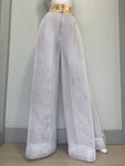 WHITE MESH METALLIC GOLD POCKETS WAIST Pant