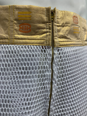 WHITE MESH METALLIC GOLD POCKETS WAIST Pants