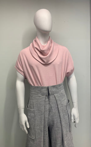 COWL NECK LIGHT PINK POUCHED Top