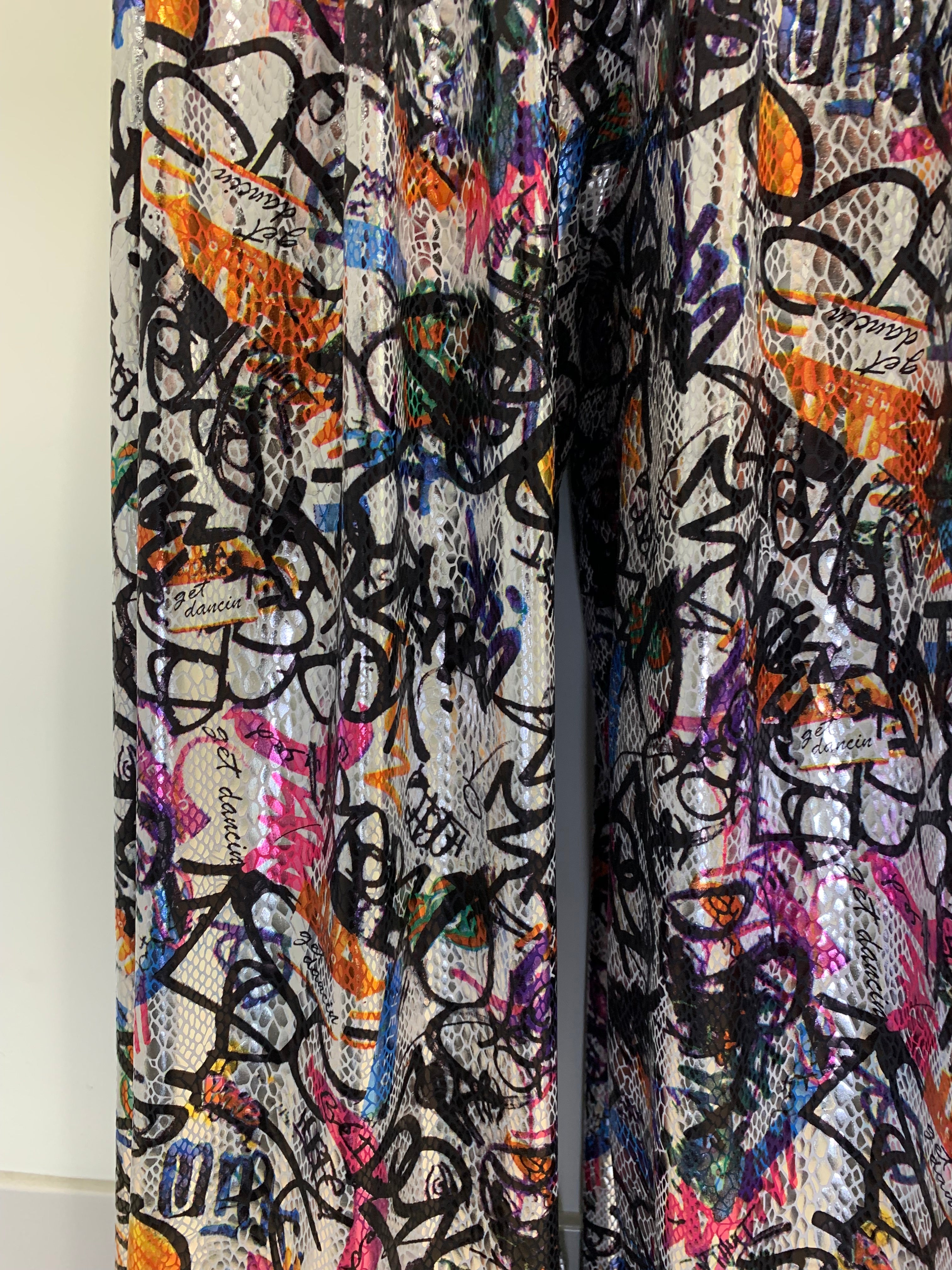 SILK AND SNAKE EMBOSSED GRAFFITI Pants