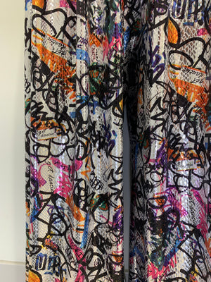 SILK AND SNAKE EMBOSSED GRAFFITI Pants