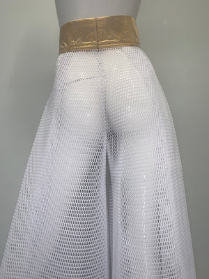 WHITE MESH METALLIC GOLD POCKETS WAIST Pant