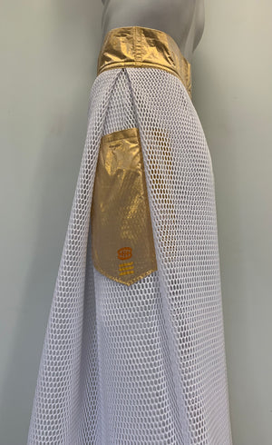 WHITE MESH METALLIC GOLD POCKETS WAIST Pants