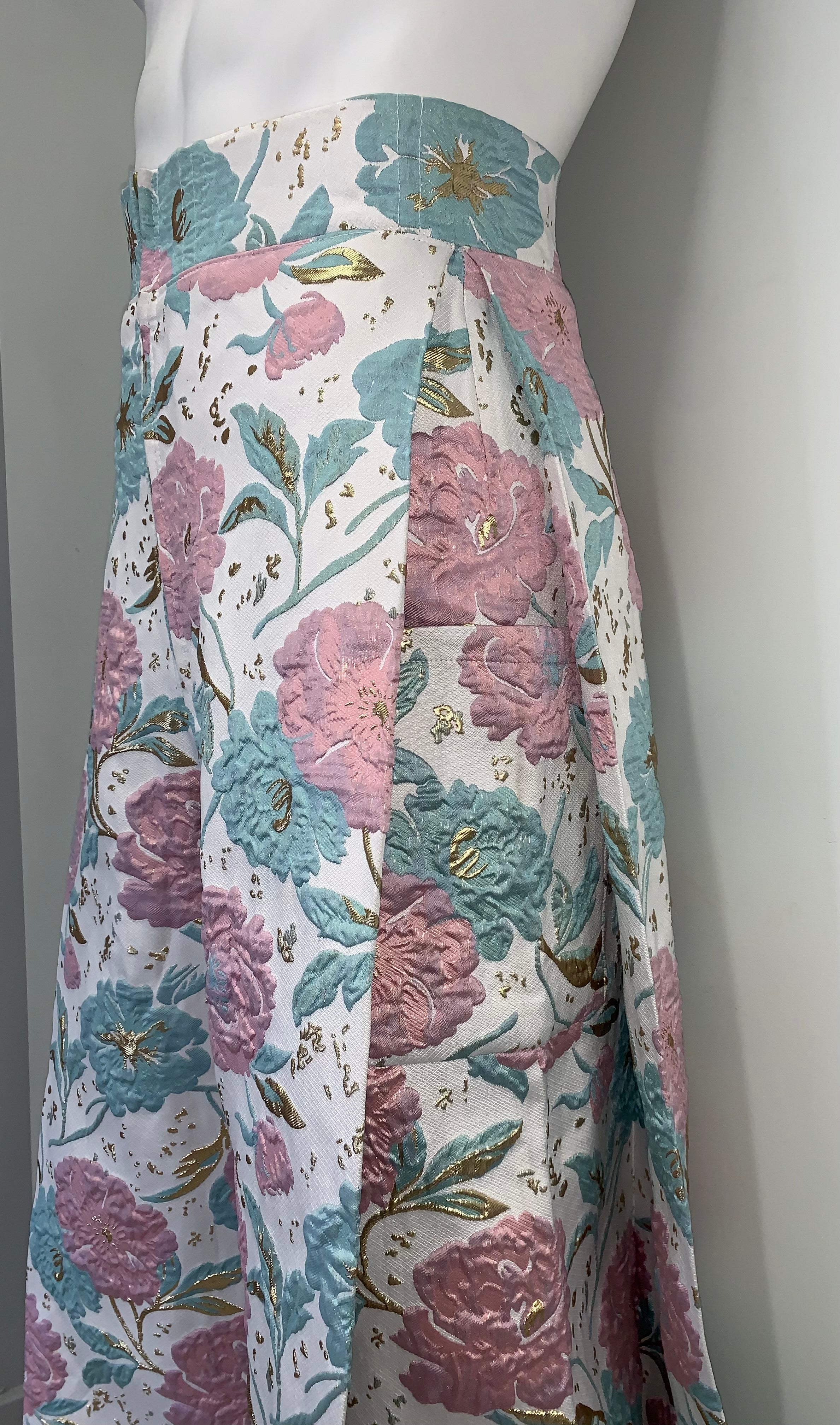 PINK AND MINT GREEN BROCADE Pants