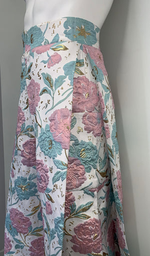 PINK AND MINT GREEN BROCADE Pants
