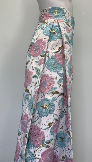 PINK AND MINT GREEN BROCADE Pants