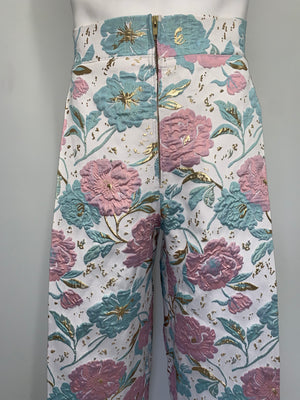 PINK AND MINT GREEN BROCADE Pants