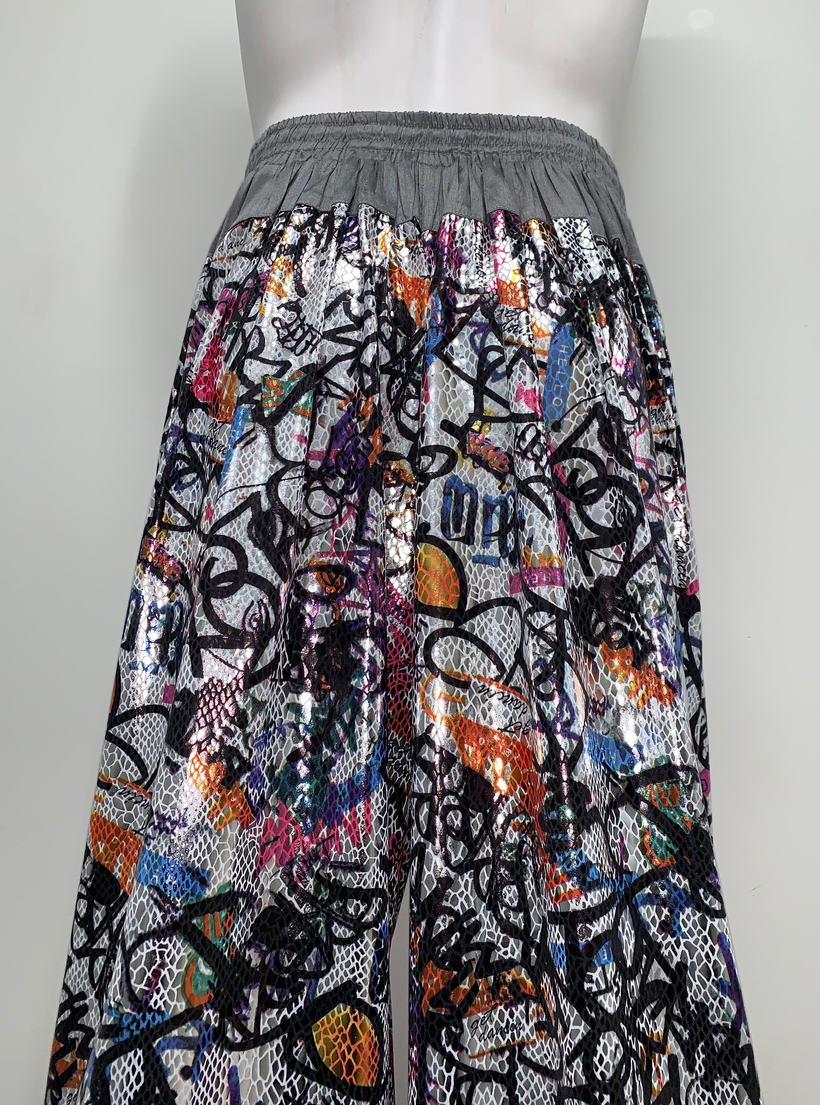 SILK AND SNAKE EMBOSSED GRAFFITI Pants