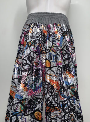 SILK AND SNAKE EMBOSSED GRAFFITI Pants
