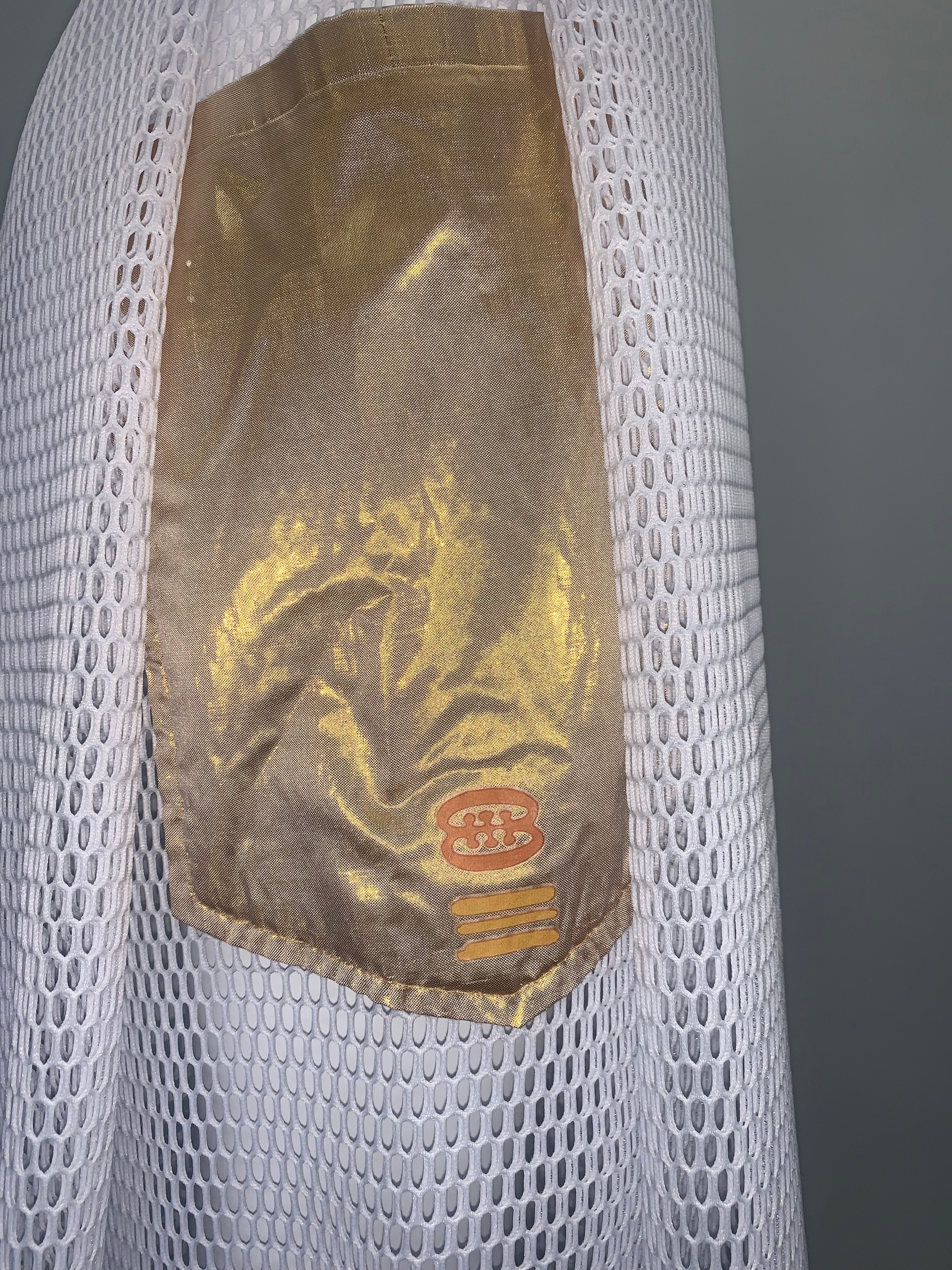 WHITE MESH METALLIC GOLD POCKETS WAIST Pant