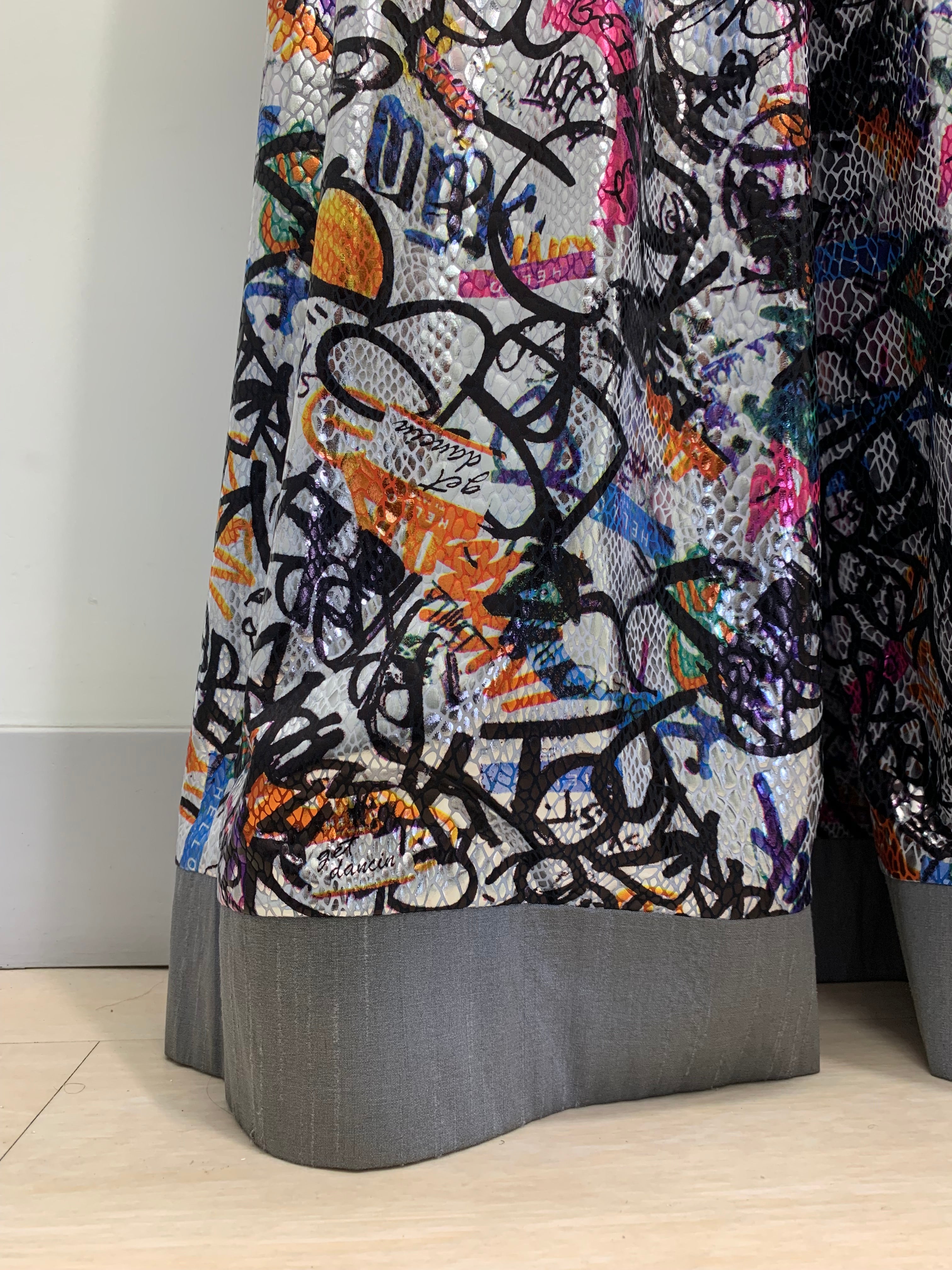 SILK AND SNAKE EMBOSSED GRAFFITI Pants