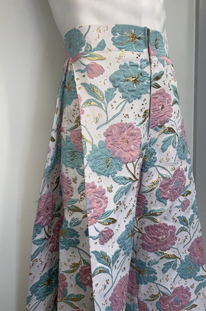 PINK AND MINT GREEN BROCADE Pants