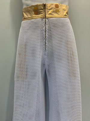 WHITE MESH METALLIC GOLD POCKETS WAIST Pants