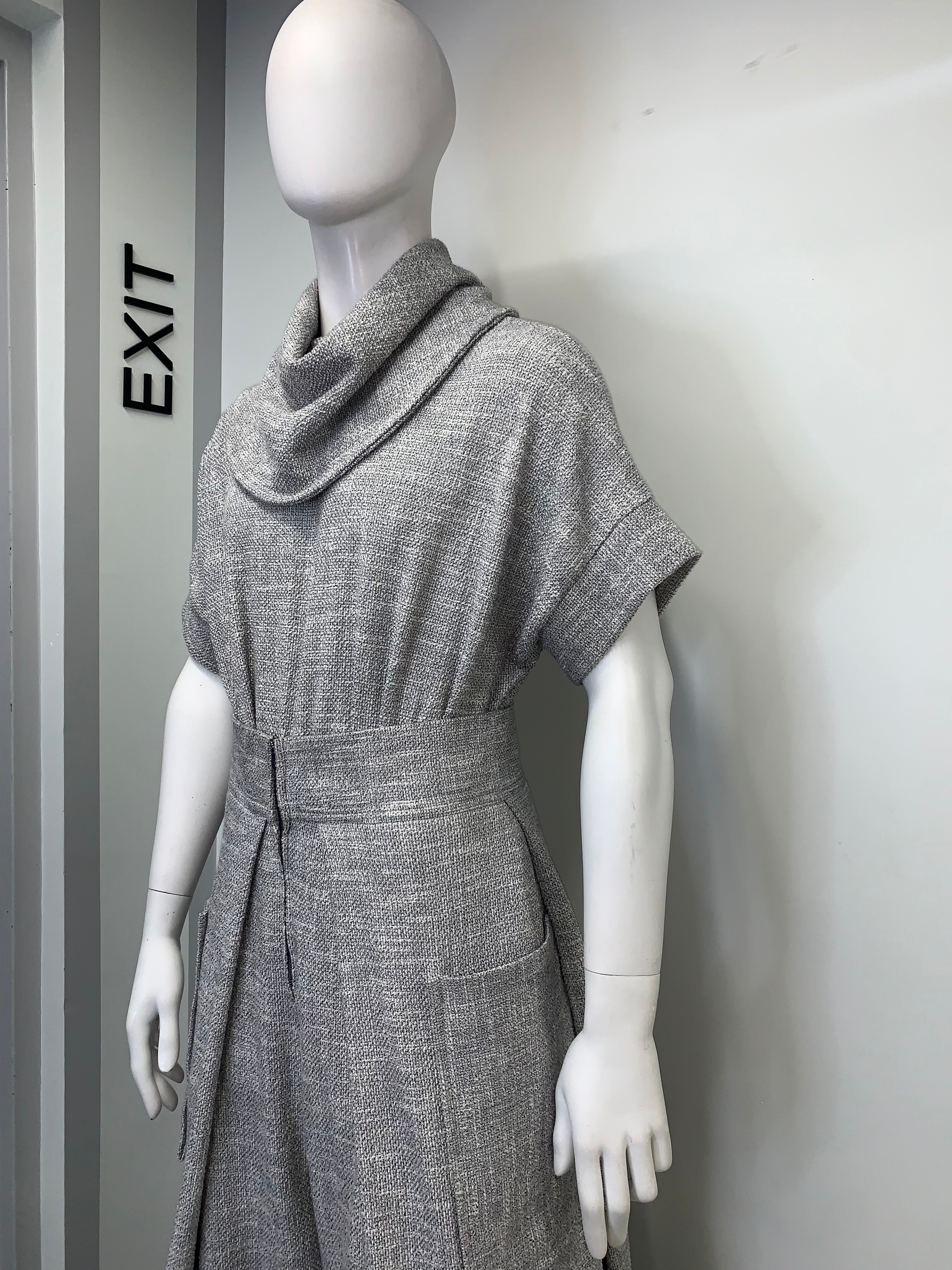 HEATHER GRAY KNOBBY KNIT COWL NECK Pullover