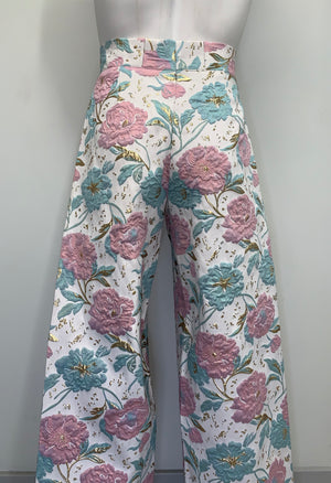 PINK AND MINT GREEN BROCADE Pants