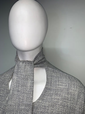 NECK TIE KNOBBY KNIT SHORT SLEEVE POUCHED Top
