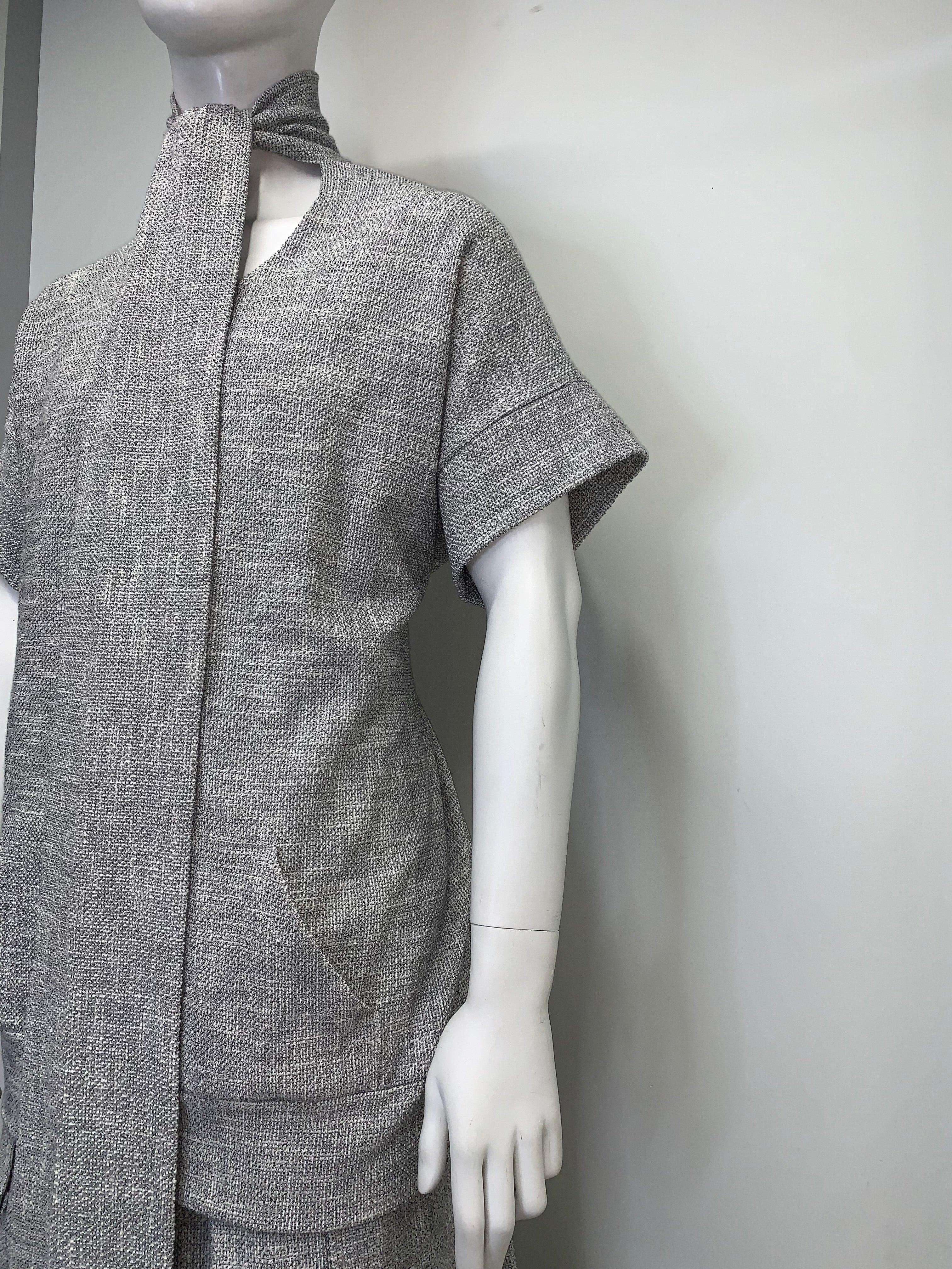 NECK TIE KNOBBY KNIT SHORT SLEEVE POUCHED Top