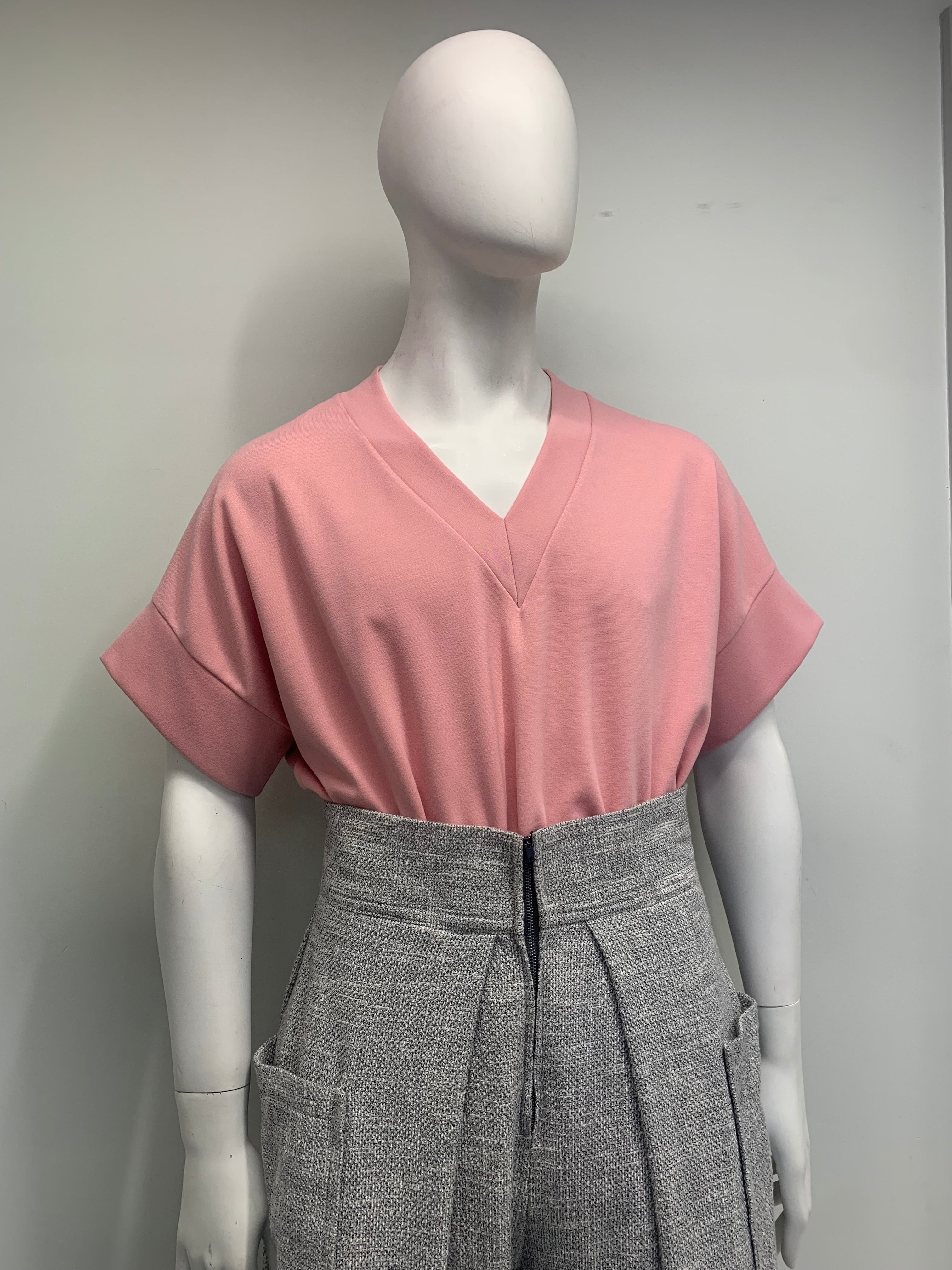 MAUVE JERSEY KNIT V NECK POUCHED Top