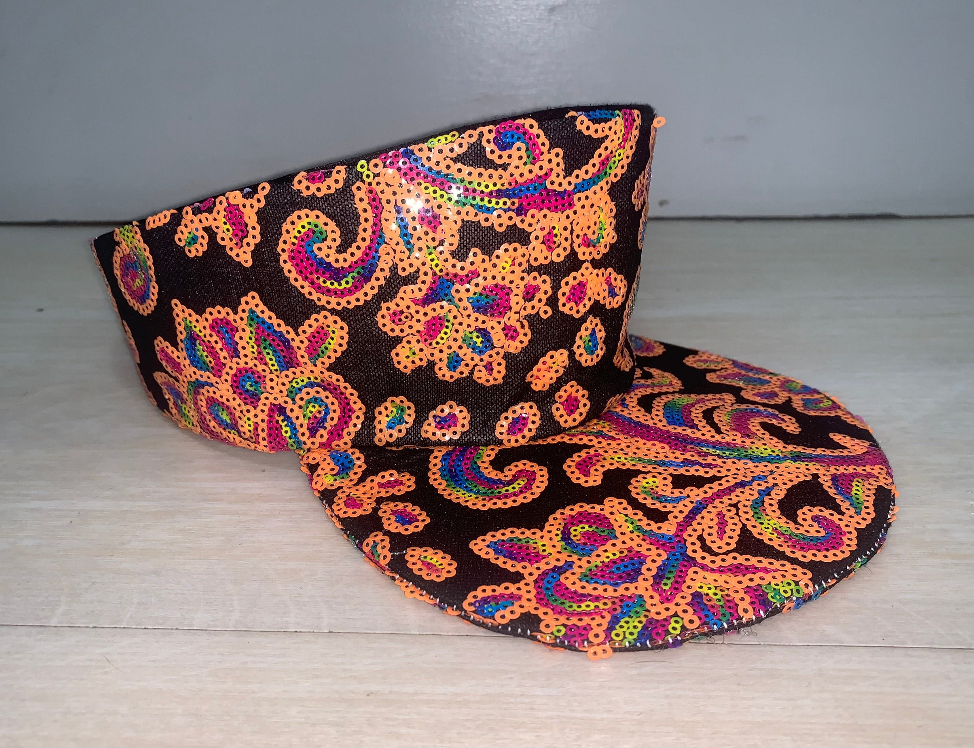 ORANGE SEQUINED FLOWER Visor