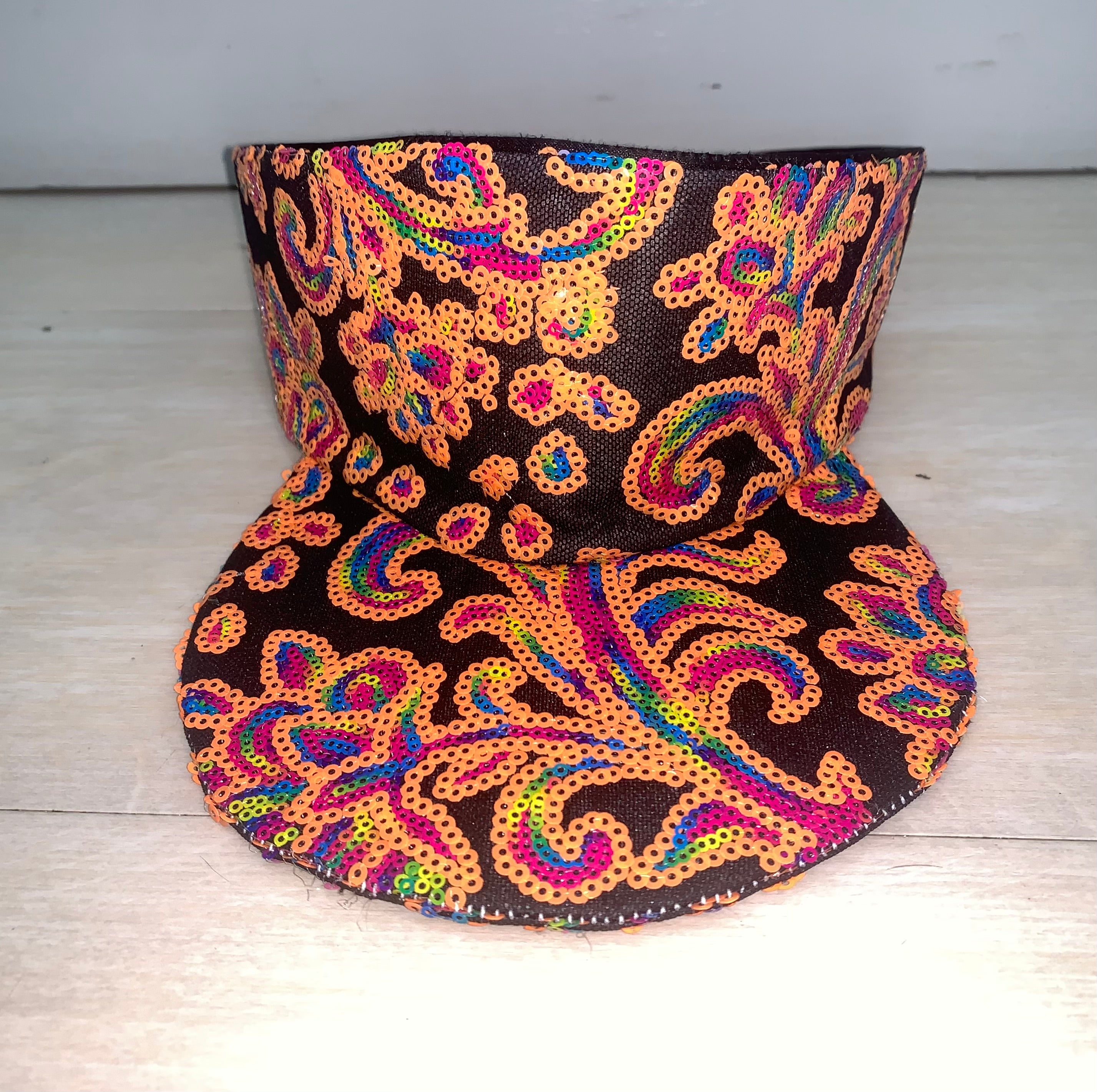 ORANGE SEQUINED FLOWER Visor