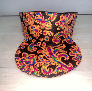 ORANGE SEQUINED FLOWER Visor