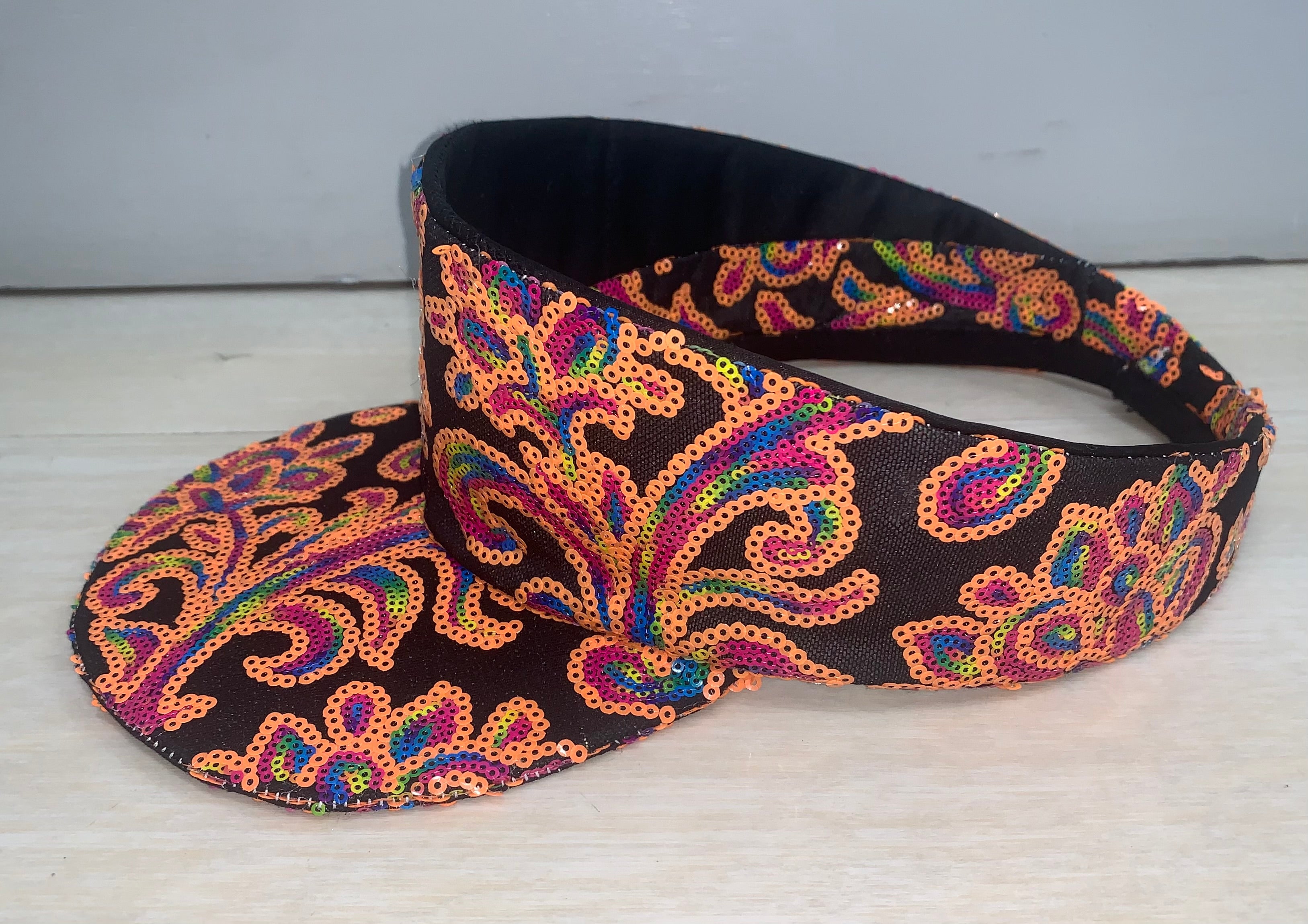 ORANGE SEQUINED FLOWER Visor
