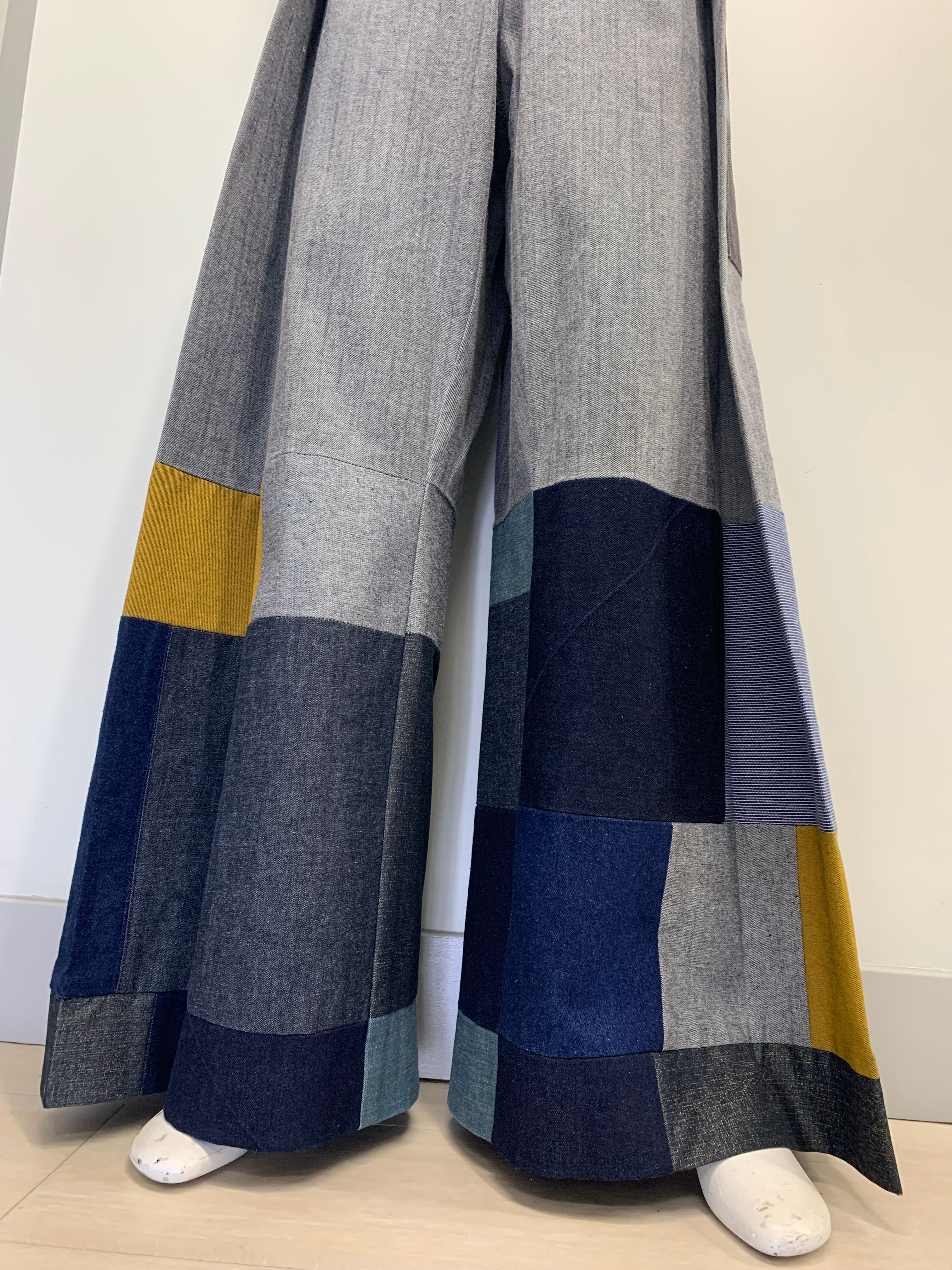 MUSTARD PATCHWORK DENIM Pants