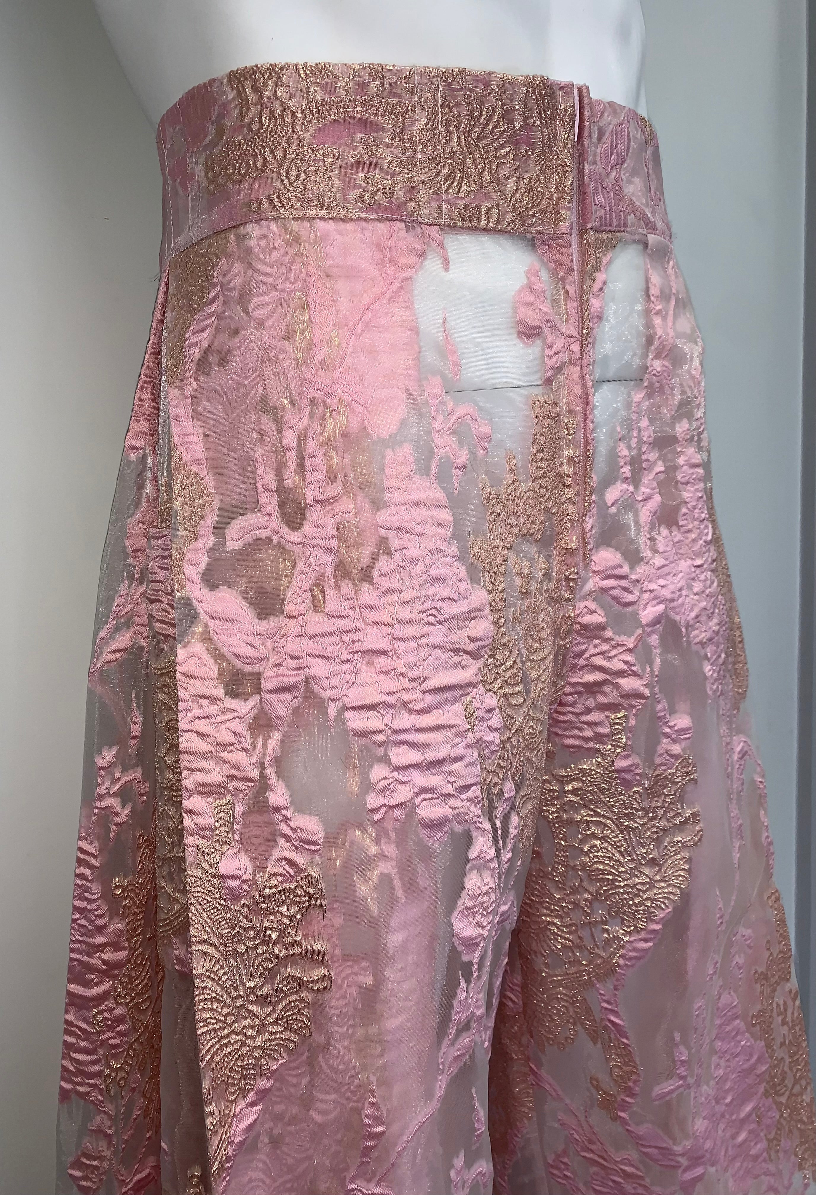SHEER BROCADE PINK AND GOLD Pants