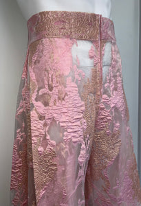 SHEER BROCADE PINK AND GOLD Pants