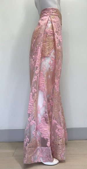 SHEER BROCADE PINK AND GOLD Pants