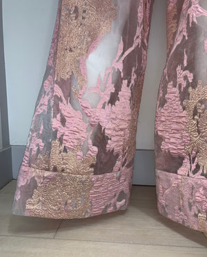 SHEER BROCADE PINK AND GOLD Pants
