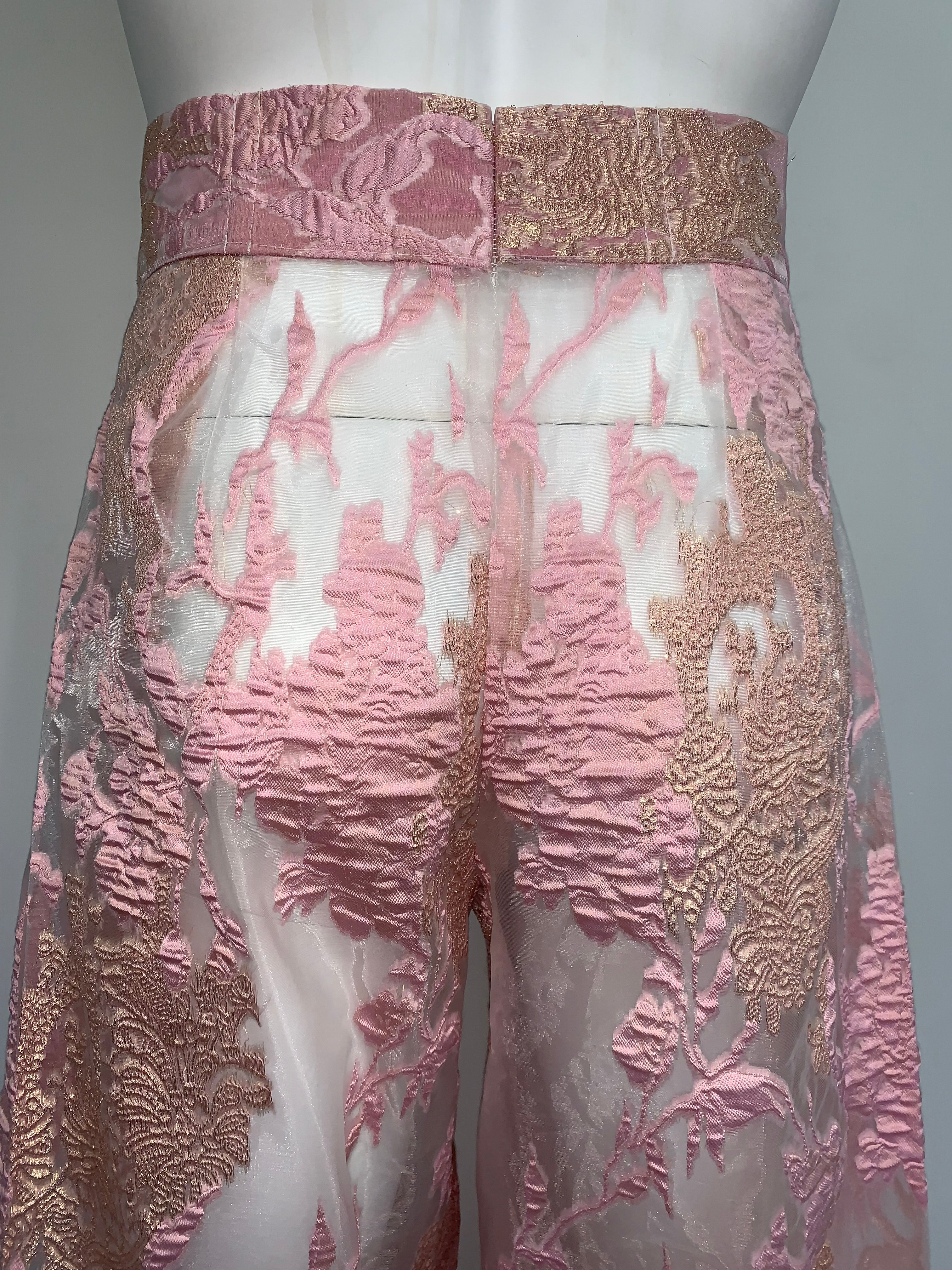 SHEER BROCADE PINK AND GOLD Pants