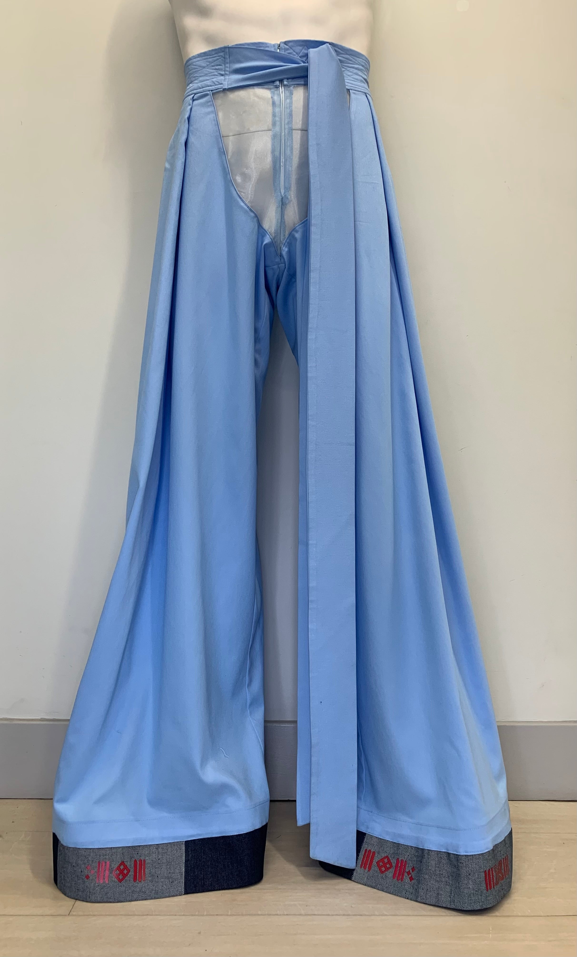 SHEER FRONT LIGHTWEIGHT POWDER BLUE DENIM Pants