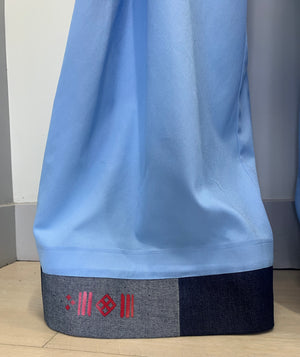 SHEER FRONT LIGHTWEIGHT POWDER BLUE DENIM Pants