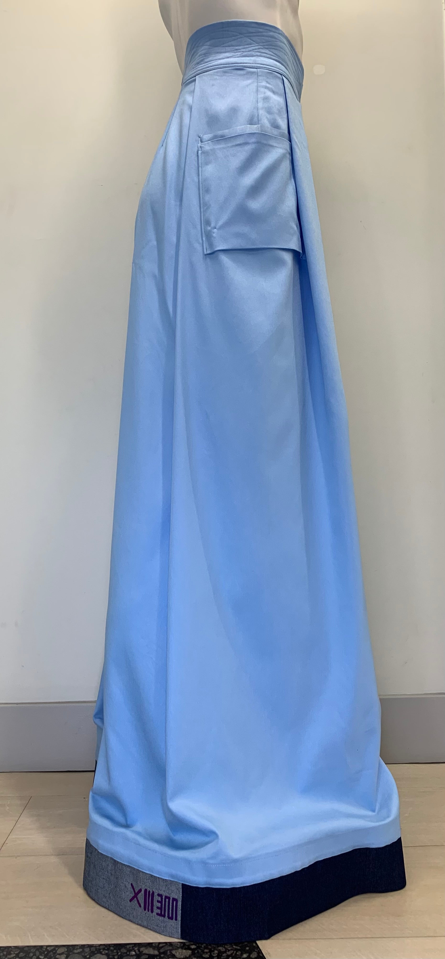 SHEER FRONT LIGHTWEIGHT POWDER BLUE DENIM Pants