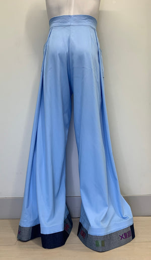 SHEER FRONT LIGHTWEIGHT POWDER BLUE DENIM Pants