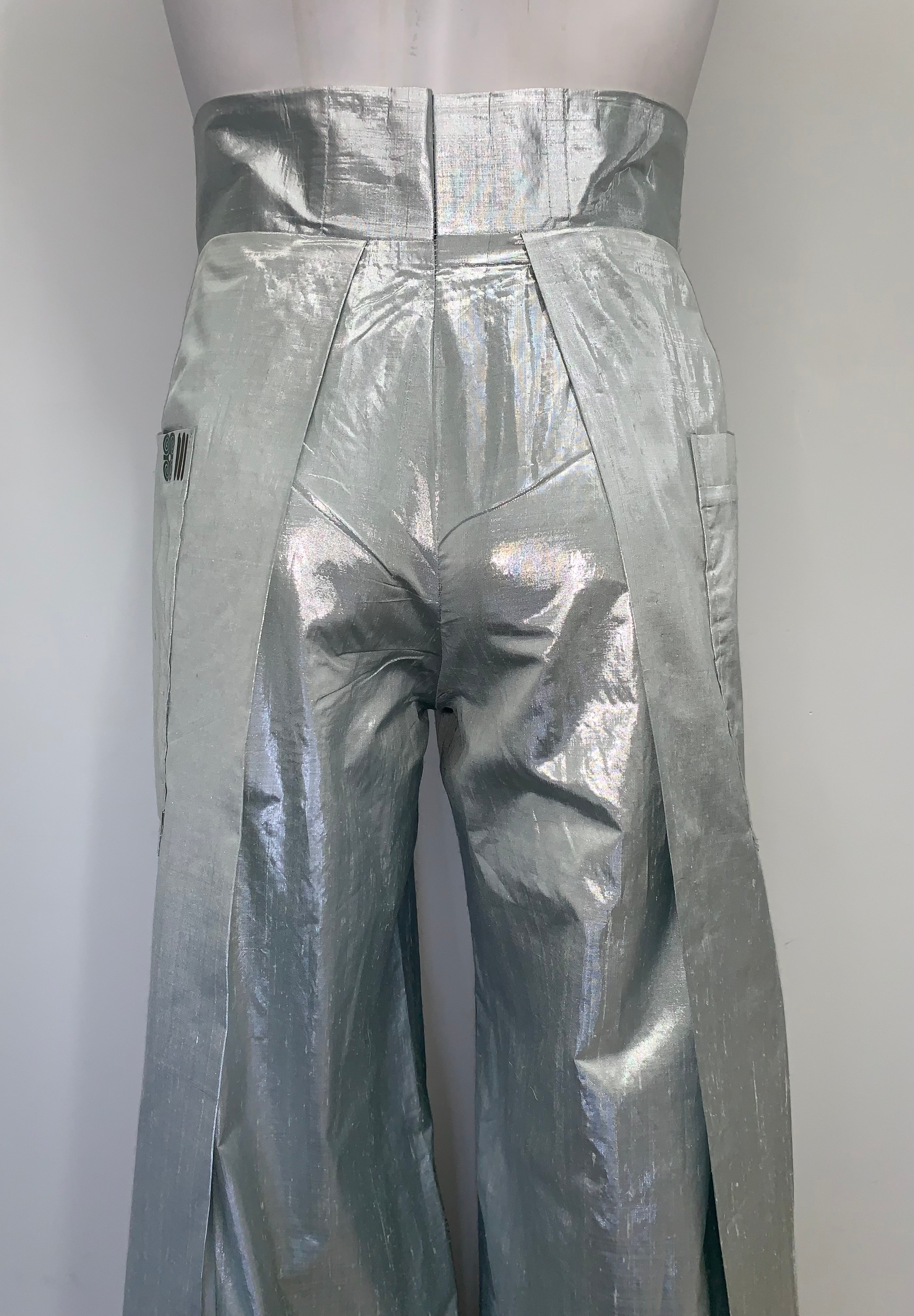 METALLIC SILK SHANTUNG MINT GREEN Pants