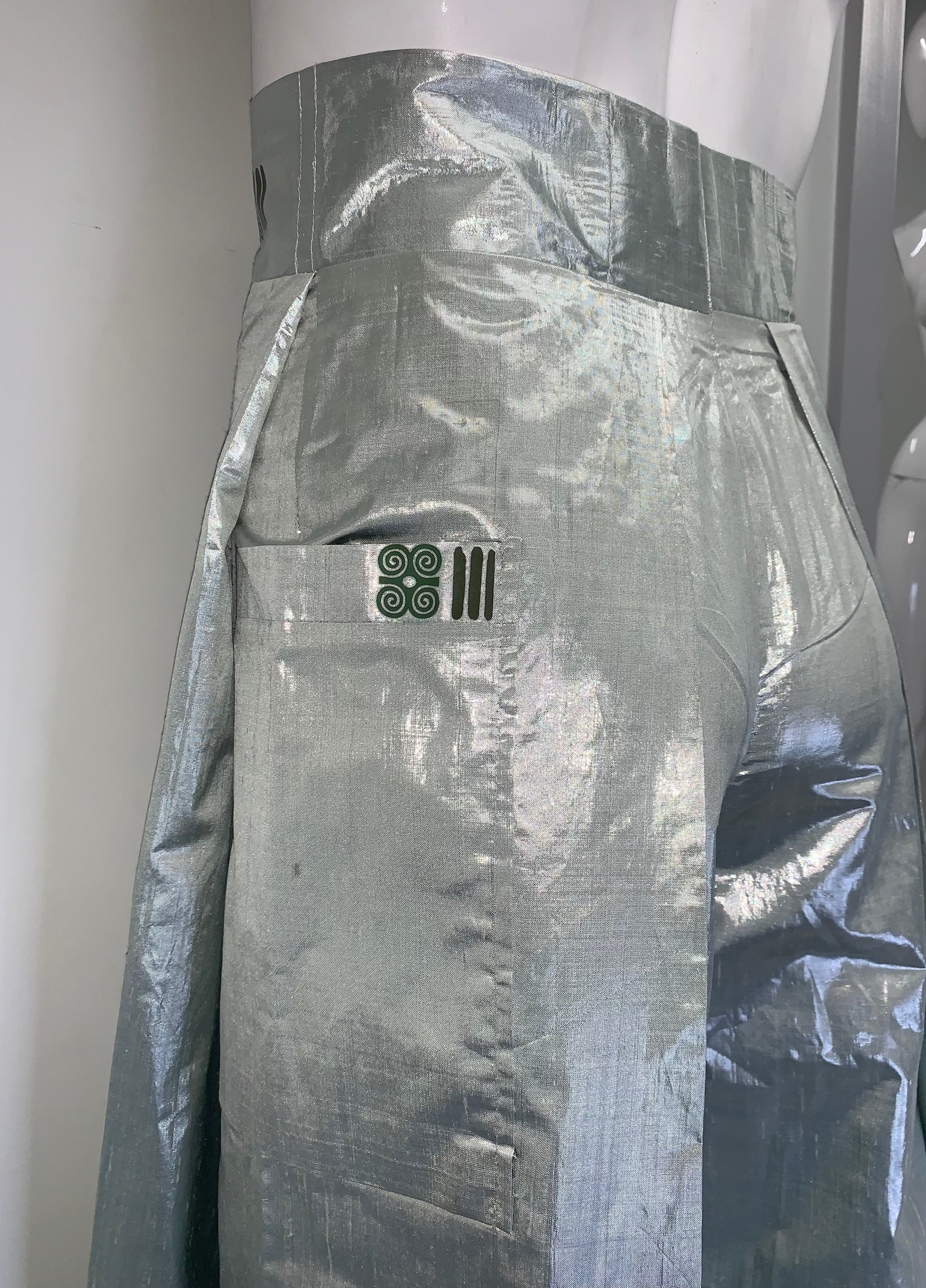 METALLIC SILK SHANTUNG MINT GREEN Pants