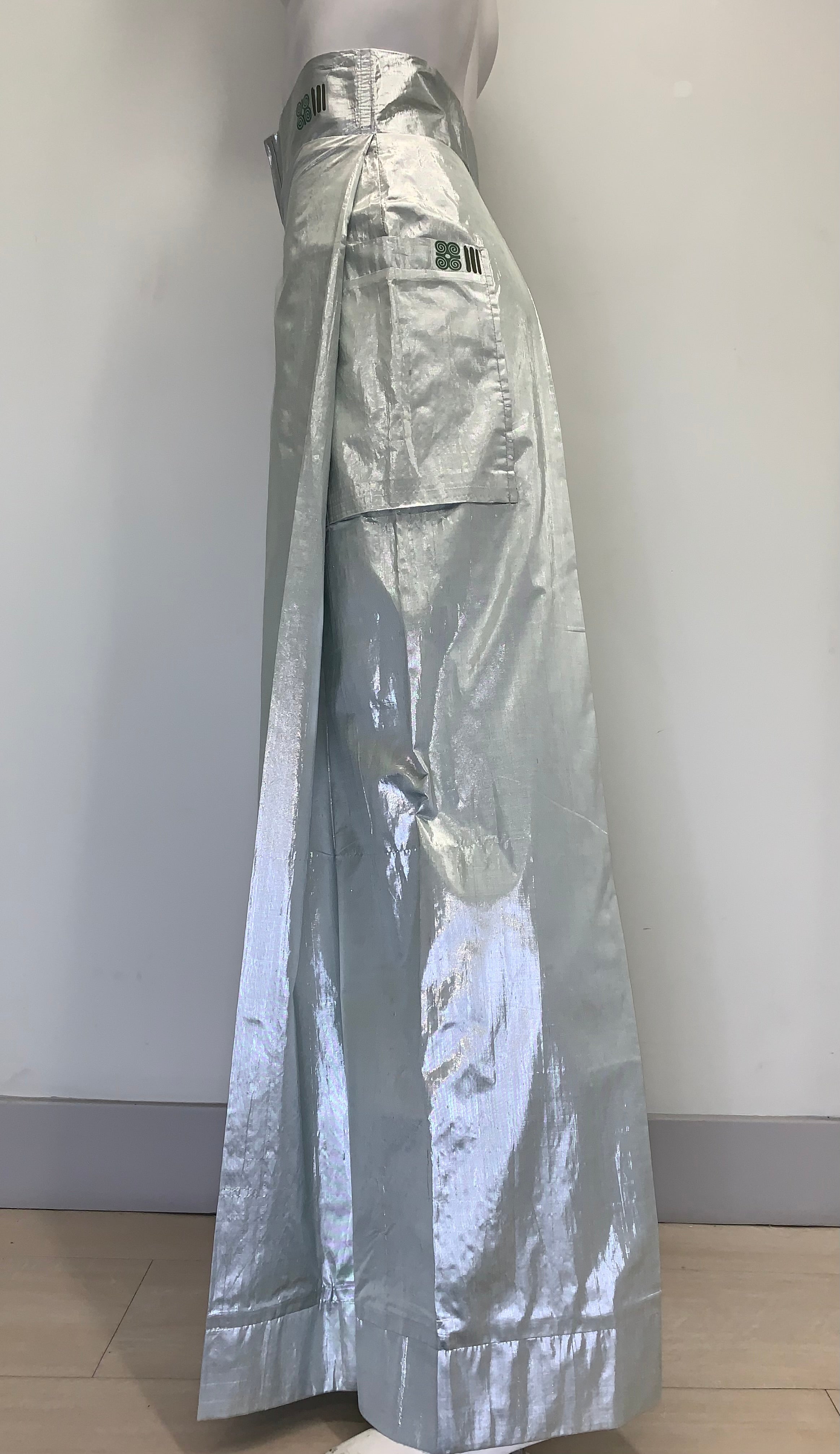 METALLIC SILK SHANTUNG MINT GREEN Pants