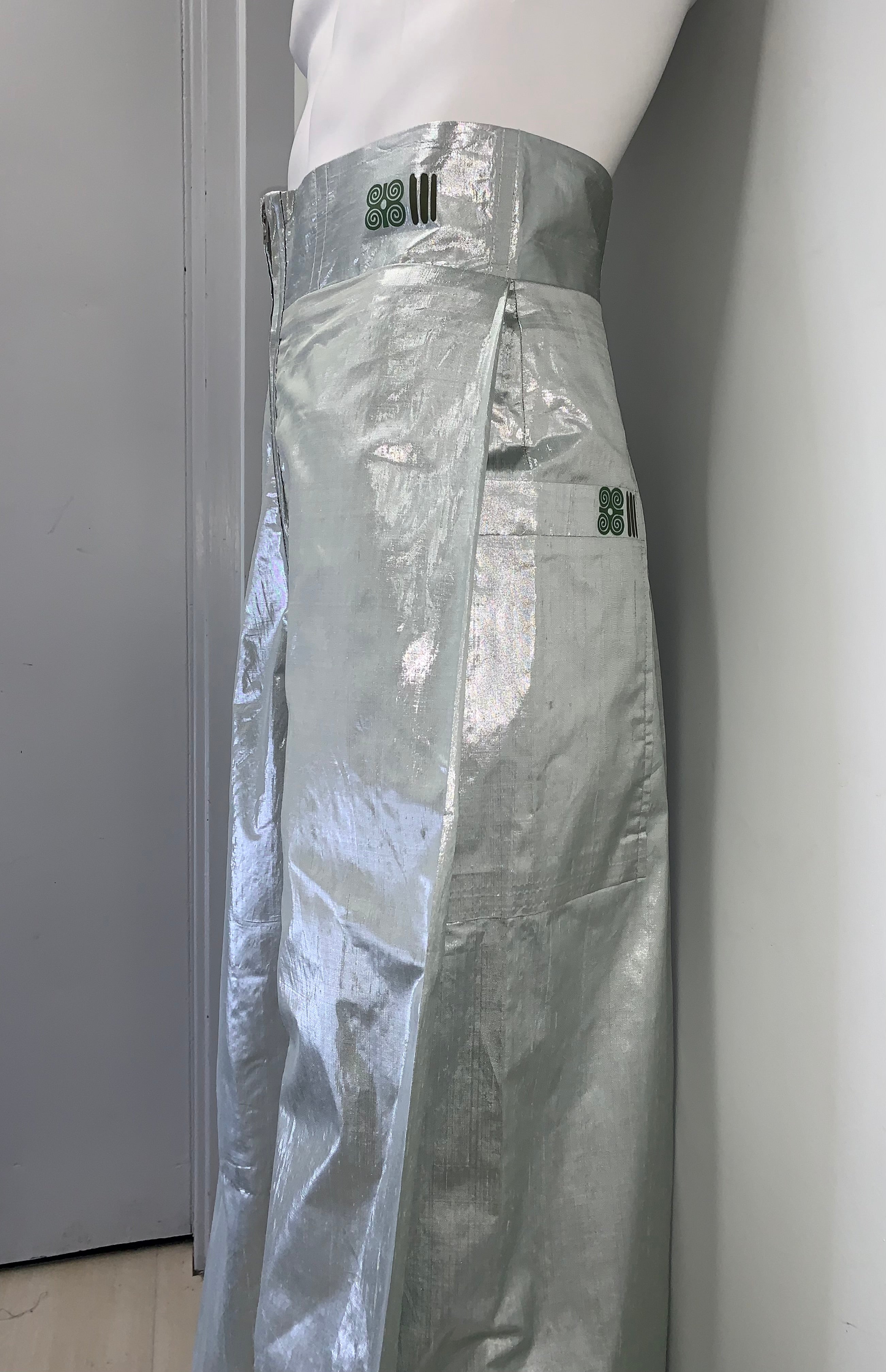METALLIC SILK SHANTUNG MINT GREEN Pants