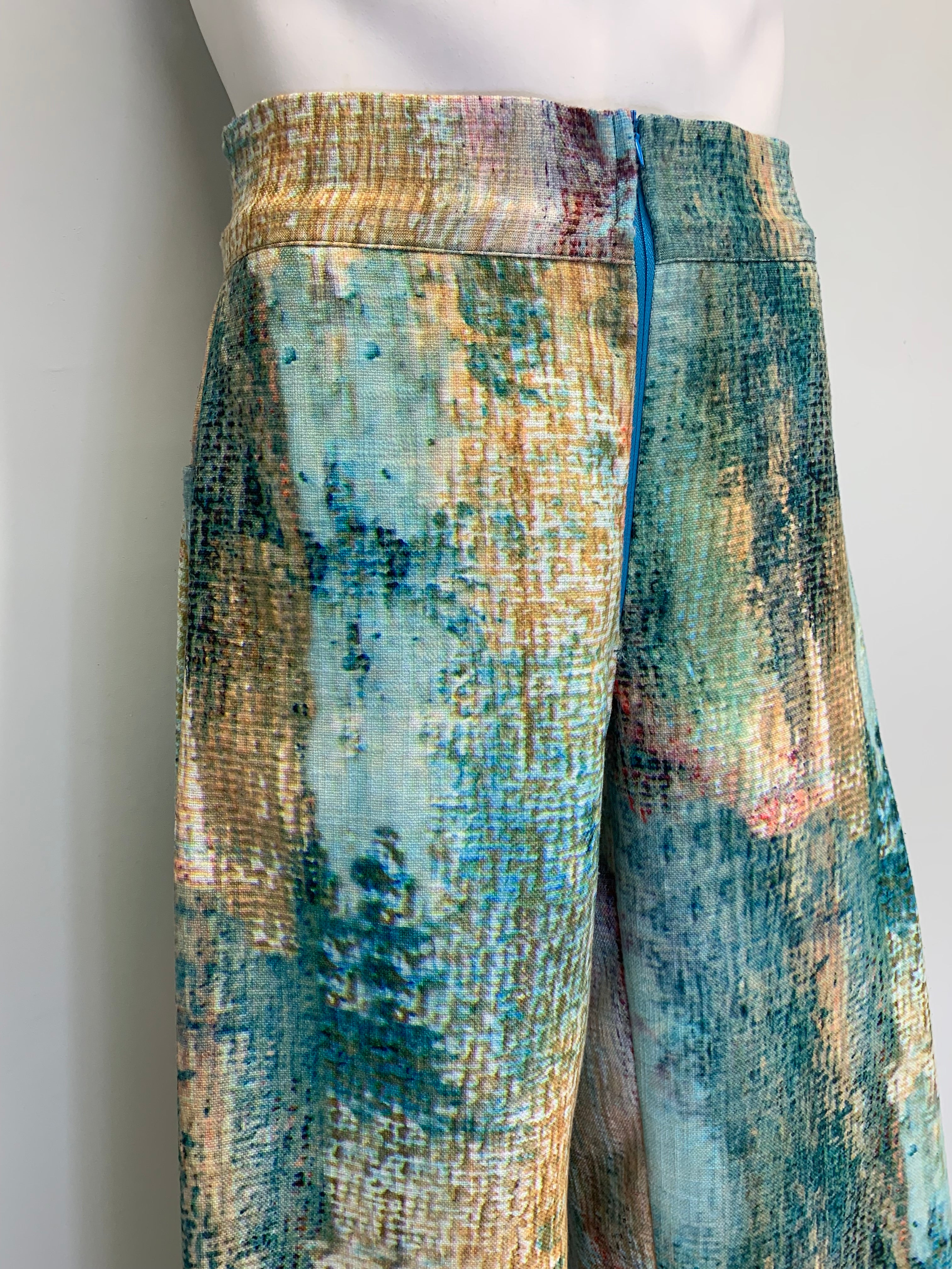 ABSTRACT ILLUSION IMAGE TURQUOISE AND GOLD Pants