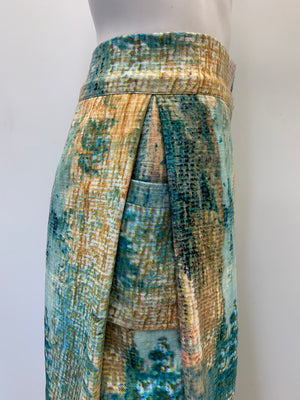 ABSTRACT ILLUSION IMAGE TURQUOISE AND GOLD Pants
