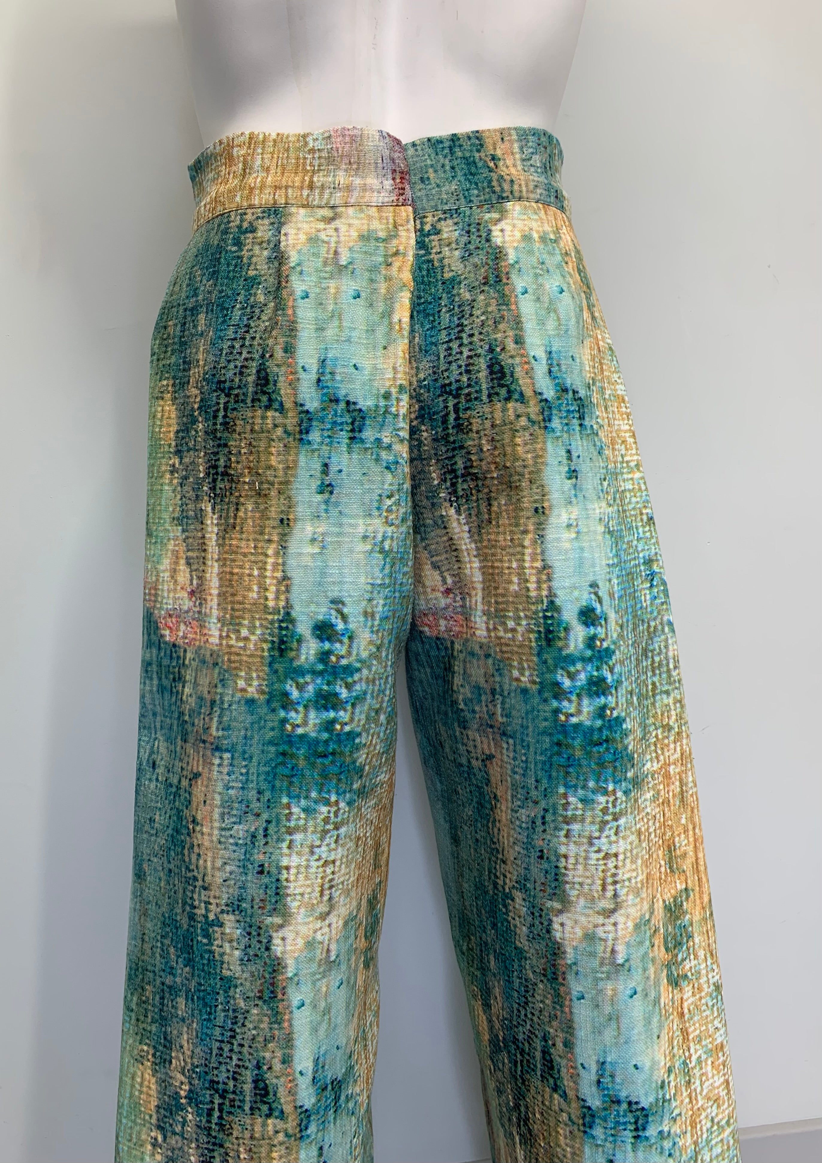 ABSTRACT ILLUSION IMAGE TURQUOISE AND GOLD Pants